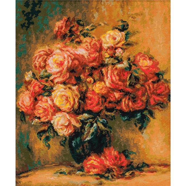 Bouquet of Roses After Renoir's Painting Counted Cross Stitch Kit, 15