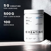 Puregen Labs Micronized Creatine Monohydrate Powder 500g – Pure, Unflavored, No Additives | 5000mg Per Serv (5g) - 100 Servings