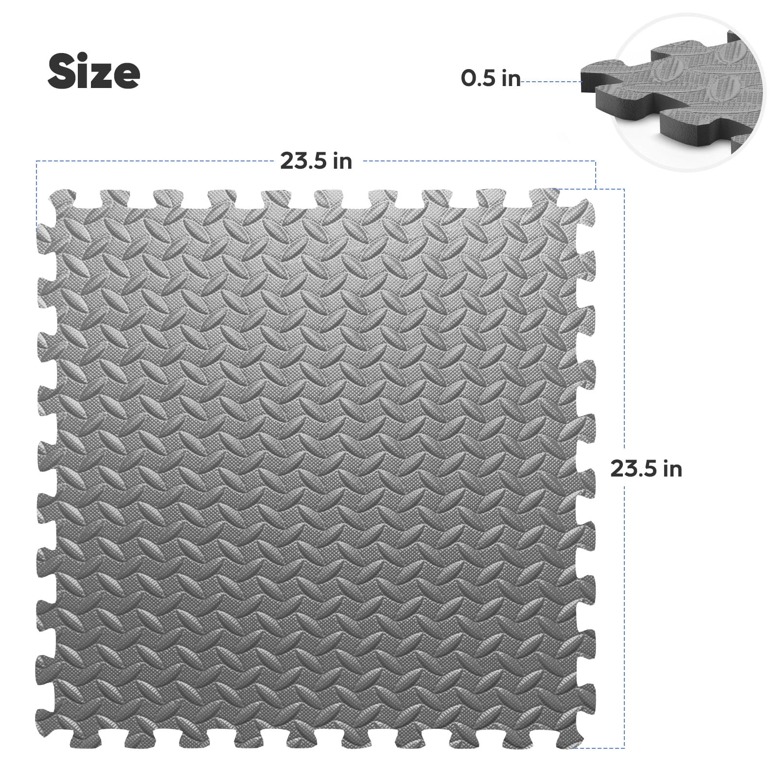 Home Gym Mat, Puzzle Exercise Mat, EVA Interlocking Foam Floor Tiles for Home Workout Equipment and Kids' Play Areas - 24 in x 24 in x ½ in - 12 Tiles Grey