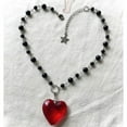 thumbnail image 3 of Love Heart Charm Necklace with Bead Chain Hip-hop Clavicle Choker Punk Party, 3 of 6