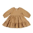 thumbnail image 2 of Bnwani Summer Skirts Toddler Girl Long-sleeved A-line Solid Dresses Cute Khaki Dresses 3T, 2 of 5