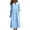 Blue, variant on Women's Split V Neck Three Quarter Sleeve Maxi Linen Dress Chest Flap Pockets Empire Waist Side Slit Loose Casual Vacation Dress