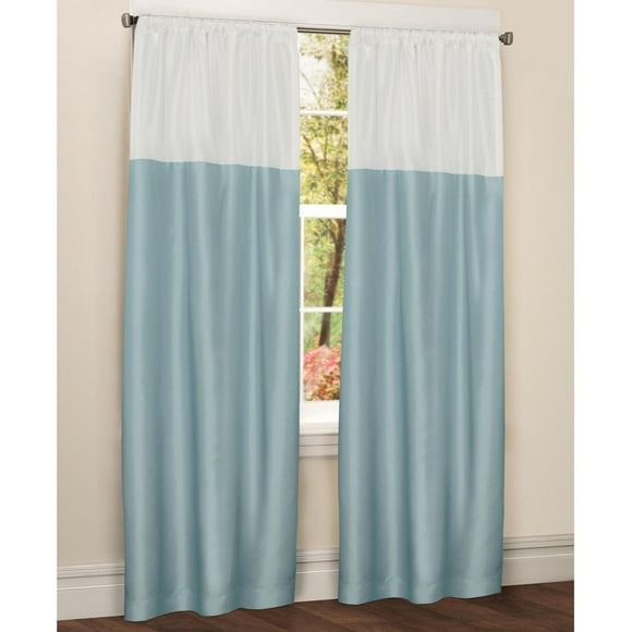 Panneau de rideau à passe-tringle similisoie Red Label de 213 cm (84 po) bicolore, minéral et blanc