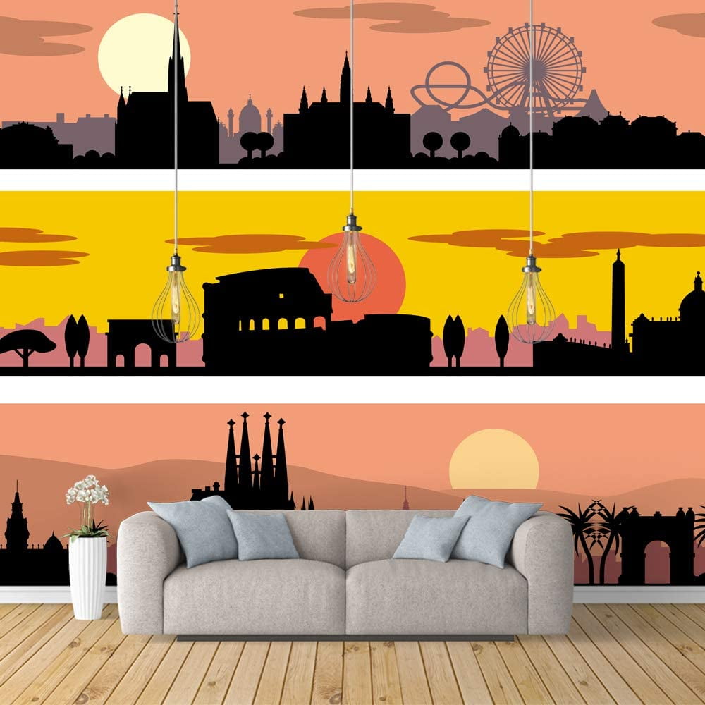 IDEA4WALL 6pcs Retro Style Peel and Stick Wallpaper Removable Wall