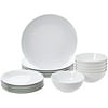 Basics 18-Piece Kitchen Dinnerware Set, Plates, Dishes, Bowls, Service for 6, White Porcelain Coupe