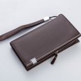 thumbnail image 3 of Qarigey Cartera de cuero de estilo informal para hombre, con cierre de cremallera, monedero, tarjetero de crédito y débito, multifuncional Carteras Café, 3 of 6