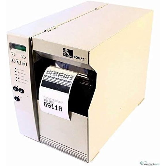 Restored Zebra 105SL Industrial Thermal Barcode Label Printer with Parallel & Serial Interfaces, Rewinder, 203 DPI, P/N: 10500-2001-2000 (Refurbished)