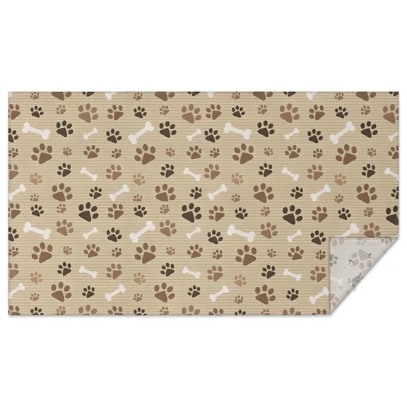Brown Dog Paw Footprint Bone Rectangle Tablecloth 60"x102",Waterproof Polyester Rectangle Table Cloth, Wipeable Spillproof Polyester Tablecloth for Dining, Camping, Indoor and Outdoor