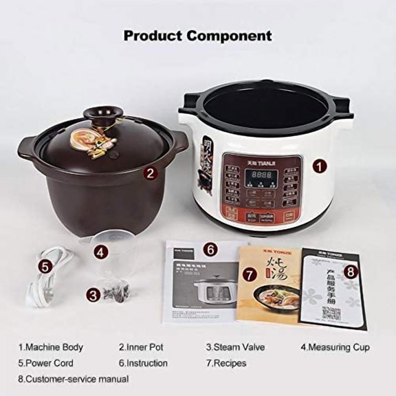 DGD40-40LD Electric Stew Pot, 4L Full-automatic Slow Cooker, Ceramic Inner Pot, 120V, 600W,3~6 people