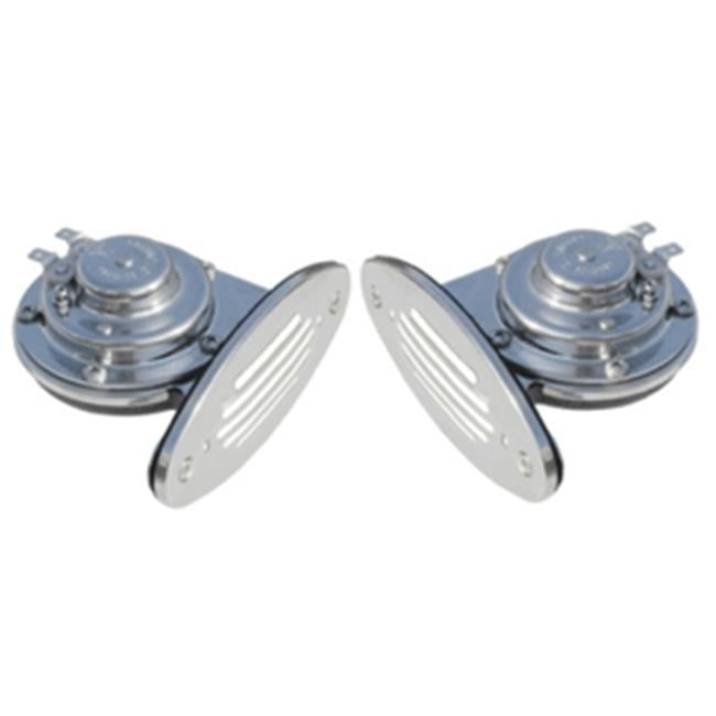 SCHMITT & ONGARO MARINE Stainless Steel Shorty Single Trumpet Horn - 12V Loud Marine Boat Horn (114 DB)