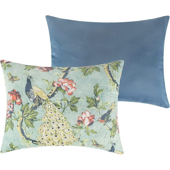 Greenland Home Fashions Pavona Enchanted Garden Botanical Quilted Pillow Sham, King-20x36