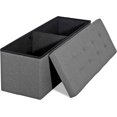 thumbnail image 4 of QRKD Folding Storage Ottoman Bench, 43 Inches Footrest with Divider Foam Padded Seat Large Storage Chest Long Box for Living Room Bedroom Entryway, 660 lbs Capacity, Light Grey, 4 of 8