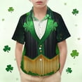 thumbnail image 2 of LEKWK Boys St. Patrick's Day Shirt Faux Leprechaun Vest Graphic Short Sleeve Button Down Top Novelty Irish Costume, 2 of 9