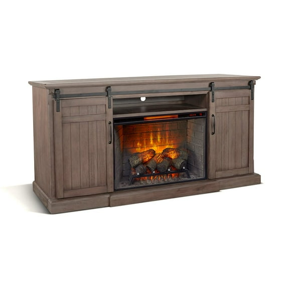 Sunny Designs 78" Barn Door Media Console with Electric Fireplace