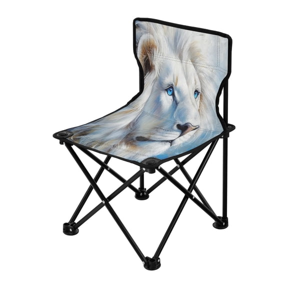 Outdoor Folding Chair 14.46x14.46x22.83 Inches, Camping Folding Chair Easy to Carry Ideal for Outdoor Picnics Camping Park Fishing Blue-eyed Lion