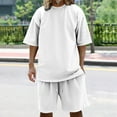 thumbnail image 2 of Stamzod Mens Track Suits 2 Piece Set Summer Solid Color Short Sleeve Tshirt and Shorts Casual Loose Plus Size Workout Running Short Sets for Men with Pocket White L, 2 of 9