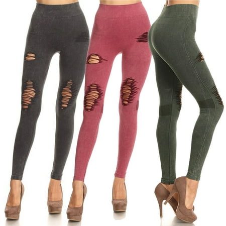 - Lady's Distressed Vintage washed Leggings