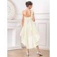 thumbnail image 4 of inhzoy Girls One Shoulder Flowers Chiffon Wedding Bridesmaid High Low Dress Champagne 16, 4 of 9