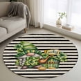 thumbnail image 2 of Area Rug 36in, St Patrick Gnome with Green Clovers Leaf Floor Carpet Living Room Rug, Black Stripes on Linen Cotton Non-Slip Welcome Mat Indoor Rugs for Bedroom Dining Room, 2 of 9