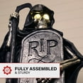 thumbnail image 5 of Haunted Hill Farm 39 in Grim Reaper Holding Sickle Statue with LED Eyes, HHMG040-1RPR-BLK, 5 of 13