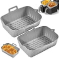 thumbnail image 1 of 2Pcs Air Fryer Silicone Pot with Handle Reusable Air Fryer Liner Heat Resistant Air Fryer Silicone Basket Rectangle Baking Pan Air Fryer Accessories Liners for Air Fryer Oven Microwave, 1 of 11