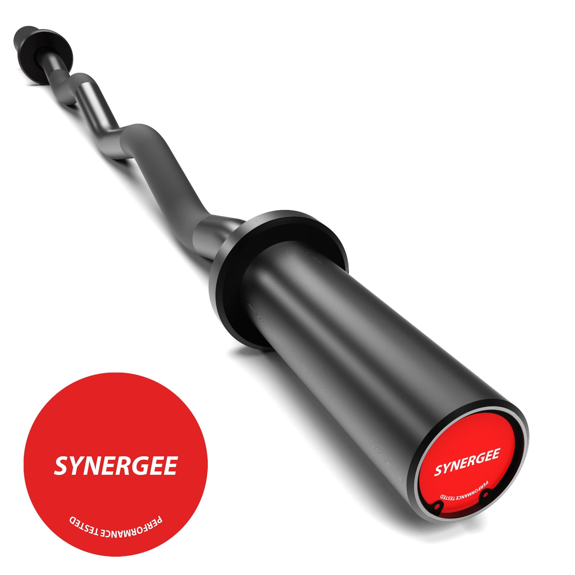 Synergee Commercial Chrome & Black Phosphate Olympic EZ Curl Bar with