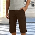 thumbnail image 2 of Men's Summer Capri Pants Summer Hiking Work Cropped Cargo Pant Elastic Waist Lightweight Loose Casual Capris with Pockets, 2 of 6