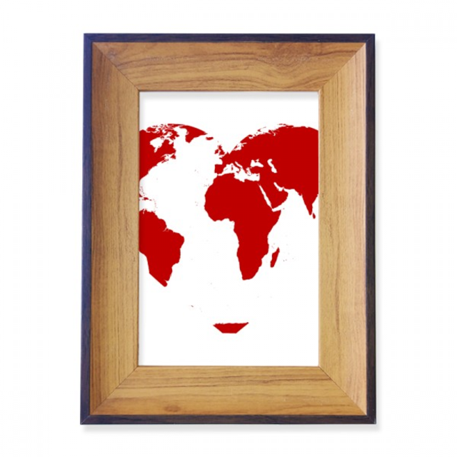 Heart Red World Map Valentine's Day Photo Frame Exhibition Display Art Desktop Painting