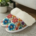 thumbnail image 4 of Chririnla Colorful Flower Print Fuzzy Slippers Women Non Slip Plush House Slippers Indoor Slipper with Fur Edges Outdoor Sneaker Slipper, 4 of 7