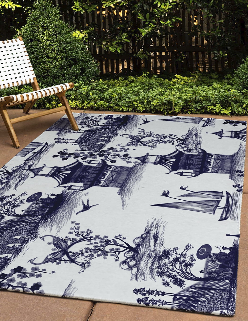 4' x 6' Simply Daisy China Old Oriental Chenille Area Rug, Navy