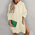 thumbnail image 4 of Women Hooded Sweatshirt Dress Fashion Fall 2025 Long Sleeve Solid Color Loose Casual Hoodies Split Dress with Pocket, 4 of 4