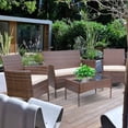 thumbnail image 2 of Patio Furniture Set 4 Piece Outdoor Wicker Sofas Rattan Chair Wicker Conversation Set Coffee Table Bistro Sets for Pool Backyard Lawn (Brown), 2 of 14