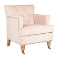 thumbnail image 3 of SAFAVIEH Colin Industrial Tufted Club Chair with Casters, Blush Pink/White Wash, 3 of 7