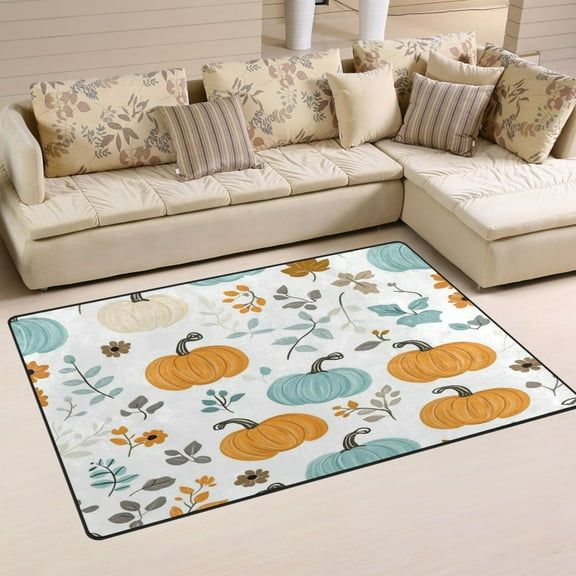 Non-Slip Area Rug 31"x20" Indoor Washable Floor Mats Carpet Printed for Living Room, Bedroom, Home Decor Autumn Pumpkin Pattern