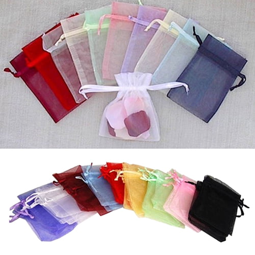 SPRING PARK 50 Pcs Organza Jewelry Wedding Candy Favor Gift Bag Pouch