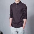 thumbnail image 1 of T-Shirt Slim Fit à Manches Longues pour Homme à la Mode Décontractée en Lin Massif, 1 of 4