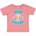 thumbnail image 3 of Inktastic Easter Jesus Loves Me with Cross and Flowers Boys or Girls Baby T-Shirt, 3 of 5