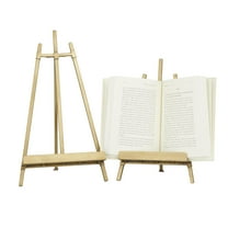 DecMode 13", 11"H Gold Metal Tabletop Triangle Easel with Foldable Stand, 2-Pieces