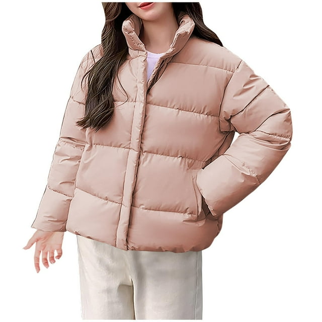 Pink Ladies Puffer Jackets Coat for Juniors Warm Basic Winter Fall Down Jackets 2025 Clothes Trendy M