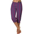 thumbnail image 2 of Snorda Capri Pants for Women Striped Leggings High Waist Leggings Elastic Waistband Casual Jogger Cropped Yoga Capris Ladies Loose Soft Pants for Daily Wear Workout Looks, 2 of 6