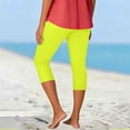 thumbnail image 4 of WULMLEO Capri Leggings for Women with Pockets 2025 Summer Stretch Plus Size High Waisted Soft Casual Workout Yoga Pants Yellow 3XL, 4 of 5