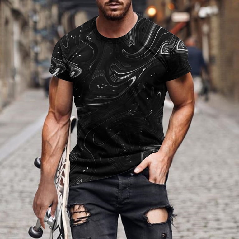 Ultrave Mens Shirts Casual Tie Dyed Short Sleeve Crew Neck Summer