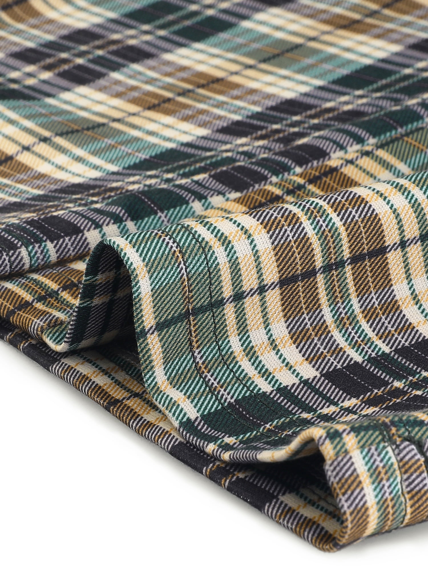 DARING DIVA Women's Plaid Trousers Button Tartan Check Work Pants XL Green
