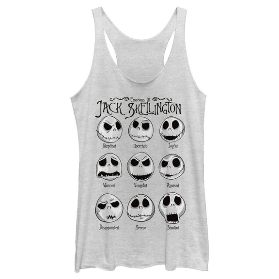 Women's The Nightmare Before Christmas Emotional Jack Racerback Tank Top White Heather Medium