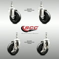 thumbnail image 2 of 4 Inch 316SS Hard Rubber Wheel Swivel 12mm Threaded Stem Caster Set 2 Brakes, 2 of 2