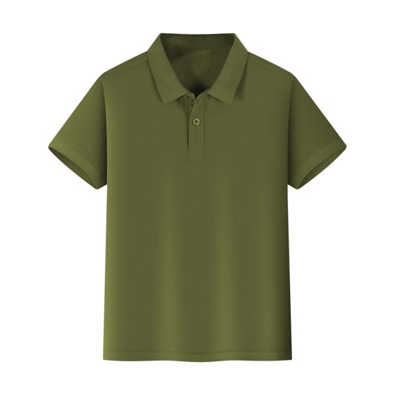 GiLiling Boys Short Sleeve Polo Shirts Cozy Collared Neckline Comfort Stretch Golf Shirt School Uniform (Blackish Green, 9-10 Years)