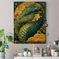 thumbnail image 4 of Autumn Green Dragon Golden Leaf Canvas Print, Mystical Fantasy Rustic Nature Home Bedroom Living Room Wall Decor Art, 4 of 8