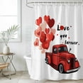 thumbnail image 6 of Red Valentine's Day Shower Curtain, Waterproof Shower Curtains for Bathroom, Love Heart Truck Romantic Valentines Washable Fabric Bathtub Curtain Set Bath Decor with 12 Hooks Extra Long 72"x96", 6 of 6