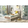 thumbnail image 3 of Clearance! Metal and Wood Bed Frame with Headboard and Footboard ,Twin Size Platform Bed ,No Box Spring Needed, Easy to Assemble(White), 3 of 9
