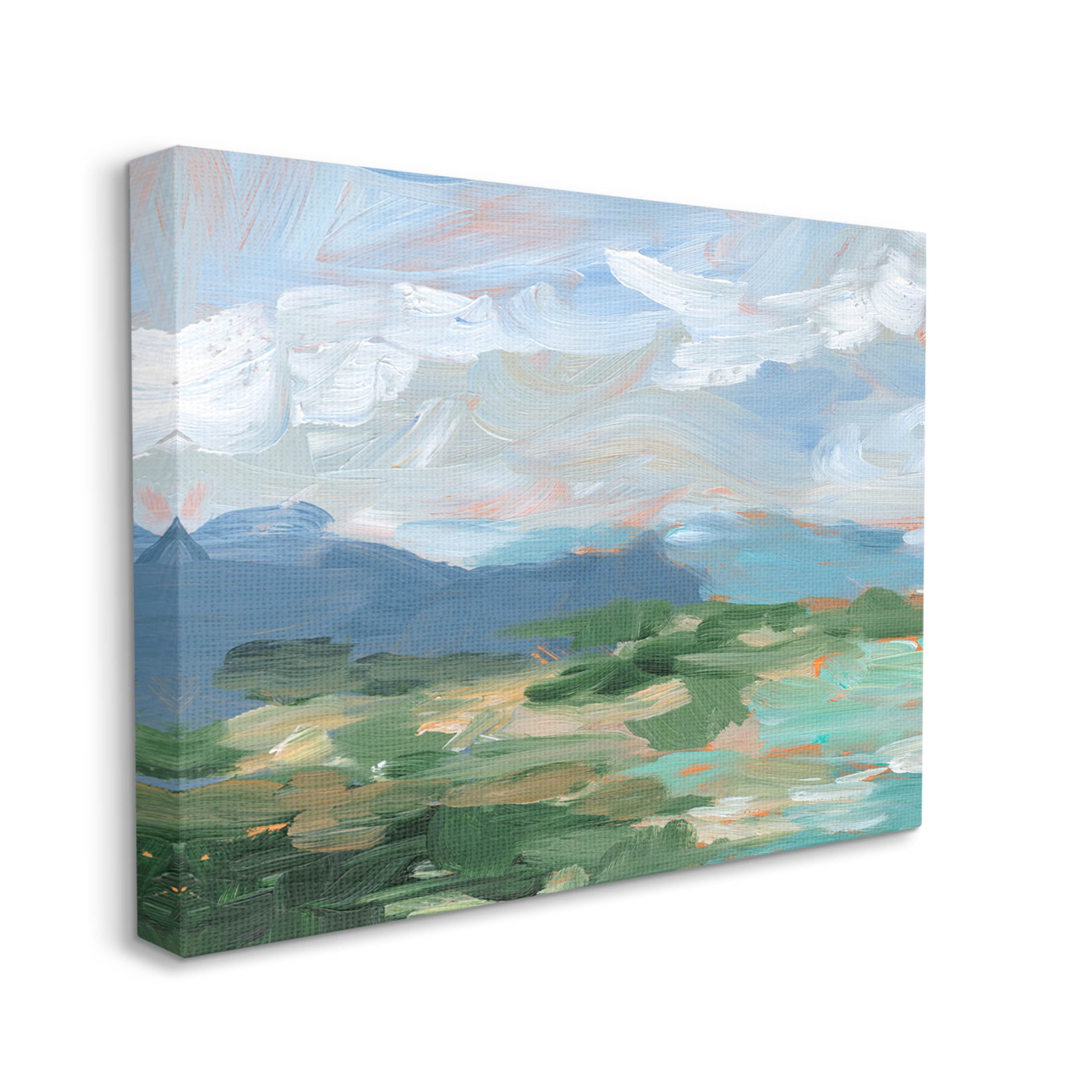 Modern Brushed Cloudy Landscape Landscape Painting Gallery Wrapped Canvas Print Wall Art